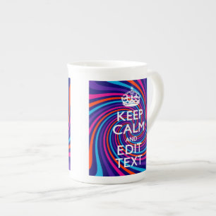 Personaliseer uw Keep Calm Text Multicolored Swirl Porselein Kop