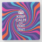 Personaliseer uw Keep Calm Text Multicolored Swirl Stenen Onderzetter (Voorkant)