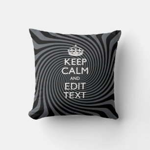 Personaliseer uw Keep Calm Text op Black Swirl Kussen