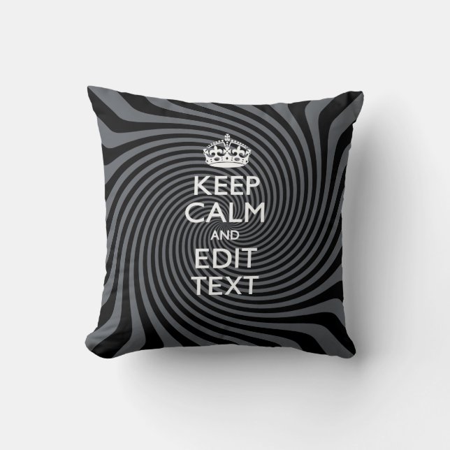 Personaliseer uw Keep Calm Text op Black Swirl Kussen (Voorkant)