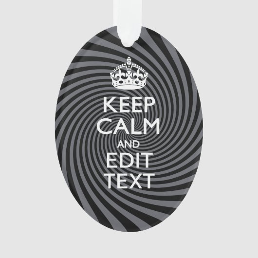 Personaliseer uw Keep Calm Text op Black Swirl Ornament (voorkant)