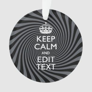 Personaliseer uw Keep Calm Text op Black Swirl Ornament