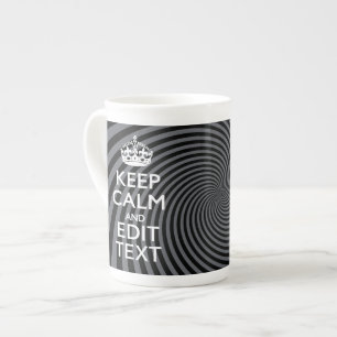 Personaliseer uw Keep Calm Text op Black Swirl Porselein Kop