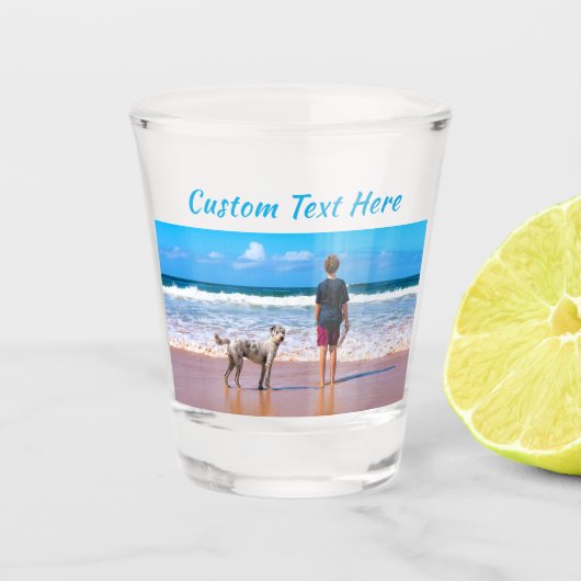 Personaliseer uw Photo Shot Glass aangepaste tekst Shot Glas (Voorkant)