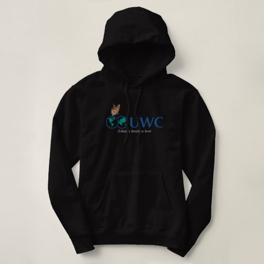 Personaliseer UWC-vlinder voor- en achterzijde Hoodie (Design voorkant)