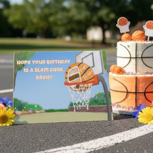 Personaliseer Verjaardag Basketbal Taart Kaart