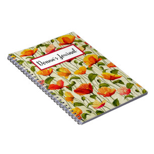 Personaliseer. Vintage. Papavers. Notitieboek