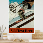 Personaliseer, voeg tekst toe, Mountain Snow Ski Poster (Keuken)
