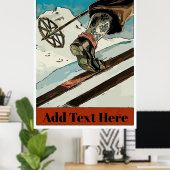 Personaliseer, voeg tekst toe, Mountain Snow Ski Poster (Thuiskantoor)