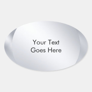 Personaliseer Voeg Uw Tekst Toe Metallic Zilveren Ovale Sticker