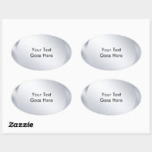 Personaliseer Voeg Uw Tekst Toe Metallic Zilveren Ovale Sticker (Vel)