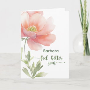 Personaliseer Voel je snel beter Aquarel Bloem Kaart