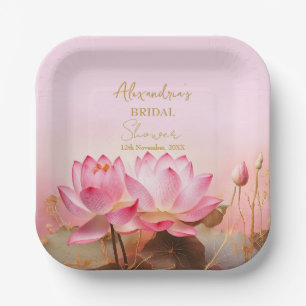 Personaliseer Vrijgezellenfeest Roze Lotus Papieren Bordje