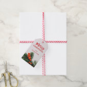 Personaliseer vrolijke kerst krans streep cadeaulabel (Met Touw)