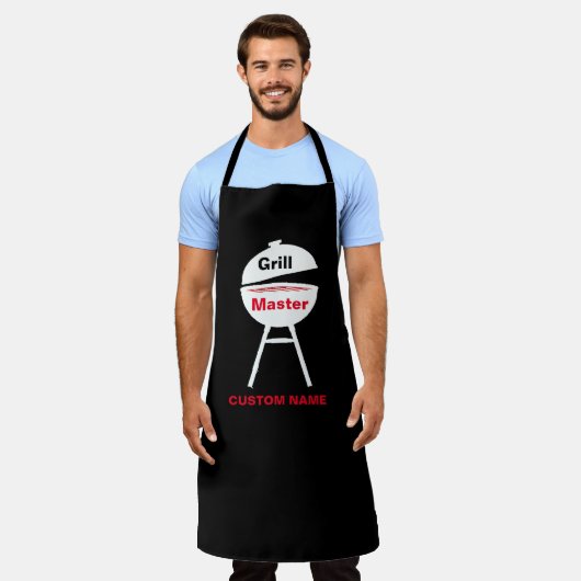 Personaliseer w Naam Custom Black Chef Mannen Vrou Schort (Gedragen)