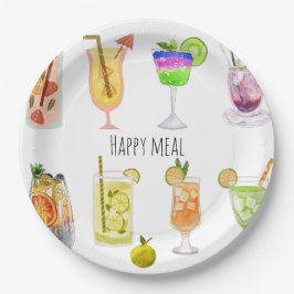 Personaliseer waterverf print fruit cocktail wit papieren bordje