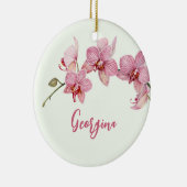 Personaliseer Waterverf Roze Moth Orchids Flower Keramisch Ornament (Rechts)