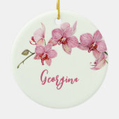Personaliseer Waterverf Roze Moth Orchids Flower Keramisch Ornament (Achterkant)
