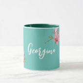 Personaliseer Waterverf Roze Moth Orchids Flower Mok (Midden)