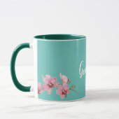 Personaliseer Waterverf Roze Moth Orchids Flower Mok (Links)