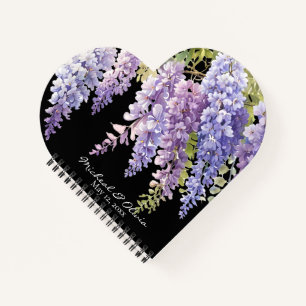 Personaliseer waterverf wisteria paarse bloemen notitieboek