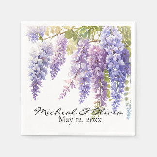 Personaliseer waterverf wisteria paarse bloemen servet