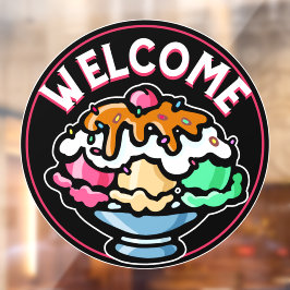 Personaliseer Whimsical Ice Cream Business Welkom Raamsticker