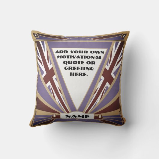 Personaliseer Winston Churchill Art Deco Union Jac Buitenkussen (Achterkant)