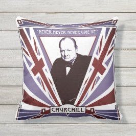 Personaliseer Winston Churchill Art Deco Union Jac Buitenkussen