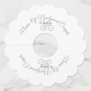 Personaliseer witte Scallop Passen getrouwd Wijnglaslabel