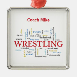 Personaliseer, Worstelend Bus dank u in Woorden Metalen Ornament