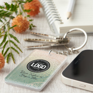 Personaliseer zakelijke Logo Elegant Green Yoga Sleutelhanger