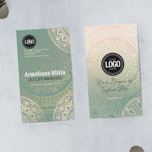 Personaliseer zakelijke Logo Elegant Green Yoga Visitekaartje