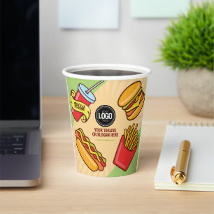 Personaliseer zakelijke Logo   Hamburger Hotdog-th Papieren Bekers