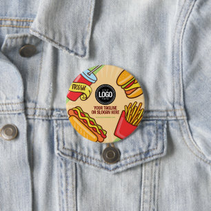 Personaliseer zakelijke Logo   Hamburger Hotdog-th Ronde Button 7,6 Cm