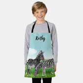 Personaliseer Zebra Print all Over Kids  Schort (Gedragen)