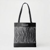 Personaliseer Zebraprint Zwart Zilver Bruidsmeisje Draagtas (Voorkant)