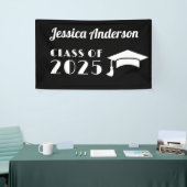 Personaliseer Zwart en Wit Afstuderen Spandoek (Beurs)