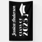 Personaliseer Zwart en Wit Afstuderen Spandoek (Verticaal)