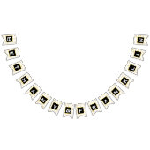 Personaliseer Zwart Goud en Wit Polka Dot Bruiloft Vlaggetjes (Alle)