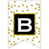 Personaliseer Zwart Goud en Wit Polka Dot Bruiloft Vlaggetjes (Eerste vlag)