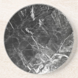 Personaliseer zwart marmer elegante trendy Sjabloo Zandsteen Onderzetter