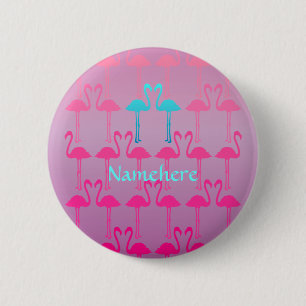 Personaliseerbaar: Flamingo twee Ronde Button 5,7 Cm