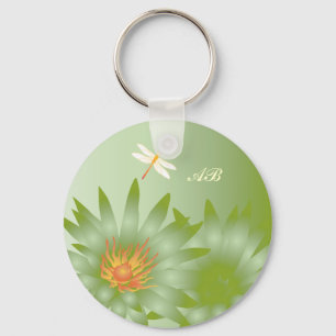 Personaliseerbaar: Groene madeliefjes Sleutelhanger