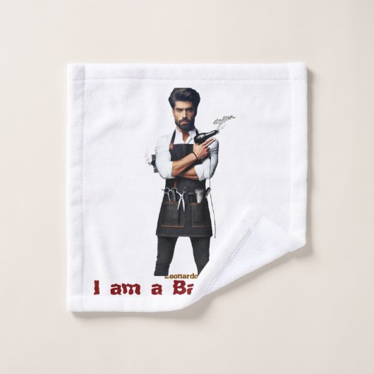 personaliseerbaar Handdoek Barber thema (Wasdoekje)