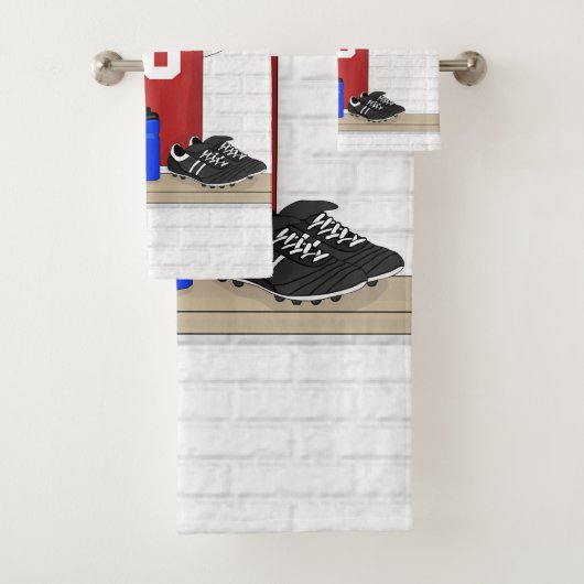 Personaliseerbaar Rood Wit Voetbalshirt Bad Handdoek (Insitu)