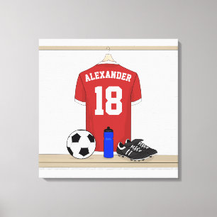 Personaliseerbaar Rood Wit Voetbalshirt Canvas Afdruk