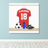 Personaliseerbaar Rood Wit Voetbalshirt Canvas Afdruk (Insitu (Houten vloer))