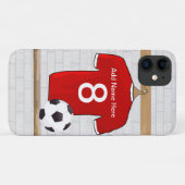 Personaliseerbaar Rood Wit Voetbalshirt Case-Mate iPhone Case (Achterkant (horizontaal))