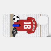 Personaliseerbaar Rood Wit Voetbalshirt Case-Mate iPhone Case (Achterkant (horizontaal))